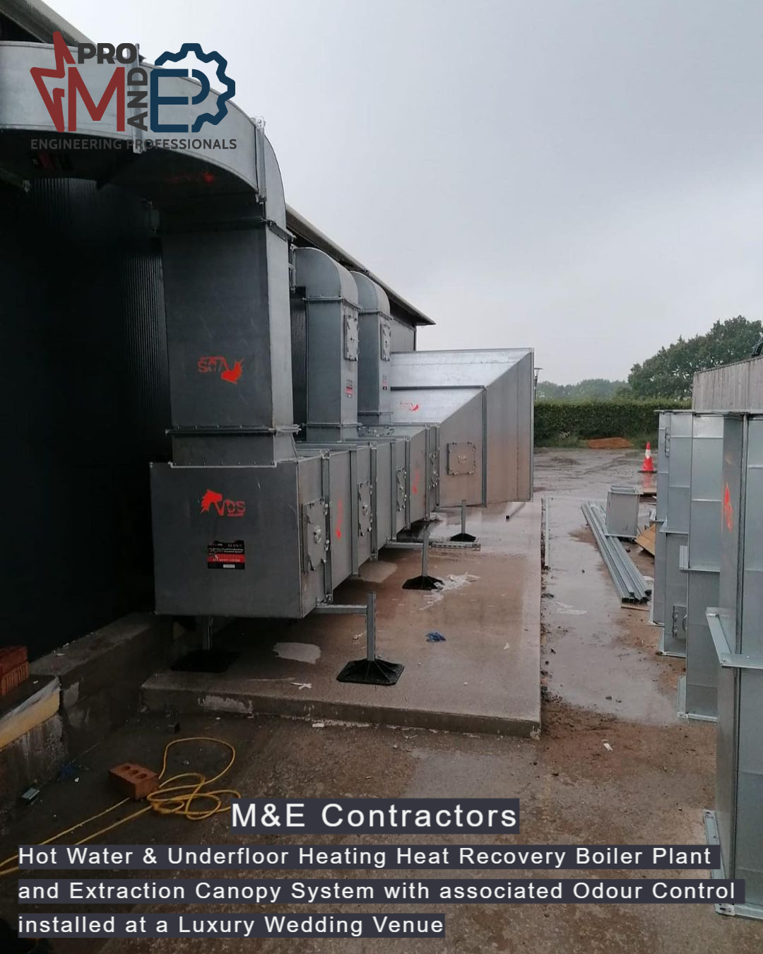 Hot Water & Underfloor Heating Heat Recovery Boiler Plant and Extraction Canopy System with associated Odour Control project at a Luxury Wedding Venue - M&E Pro